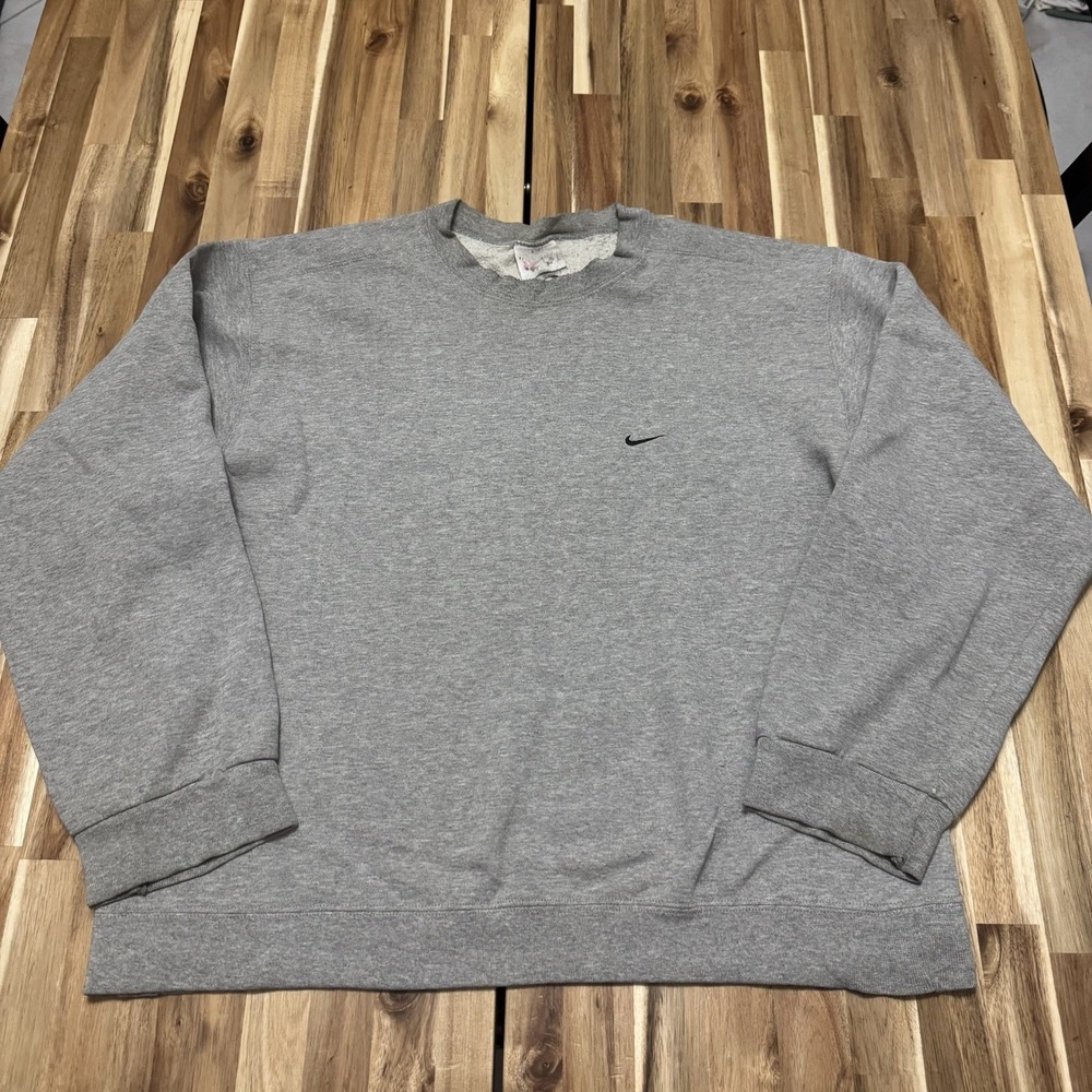 Vintage‎ Nike Sweatshirt Mens L Gray Crewneck Embroidered Swoosh Pullover 90s